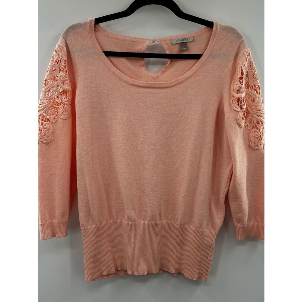 3for$20 Roz & Ali Light Peach Crewneck Sweater size Large